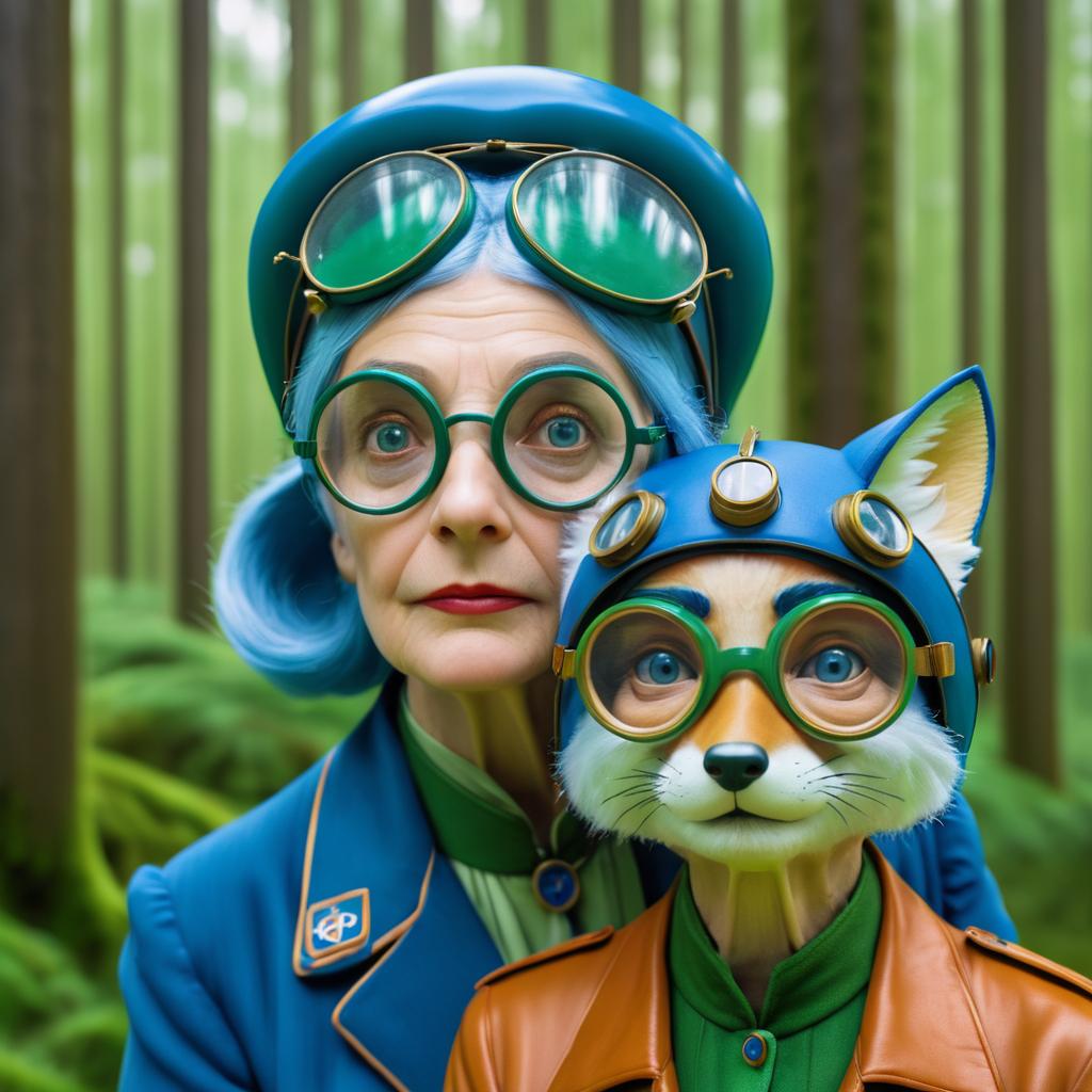 Clever Fox and Elderly Woman Portrait