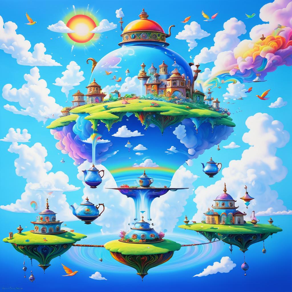 Surreal Floating Tea Kettle in Sky