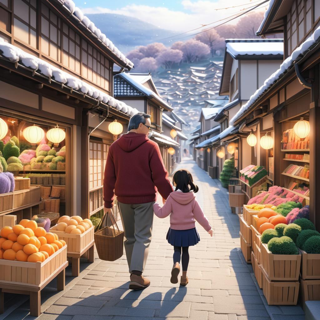 Nostalgic Father-Daughter Market Stroll