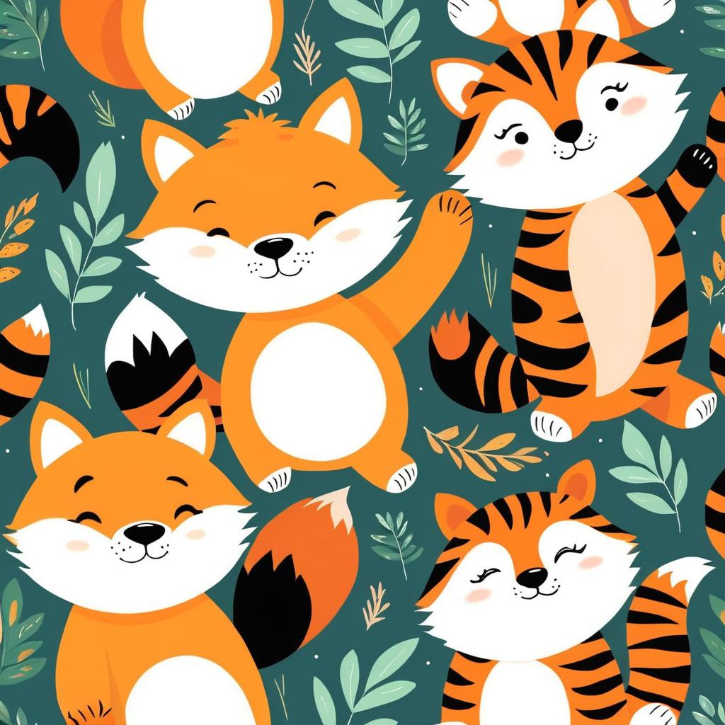 Whimsical Friends: Fox, Tiger, and Panda