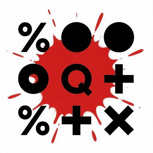 Bold Black Symbols with Red Splatter