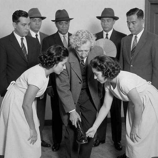 An Intimate Group Moment in Black-and-White