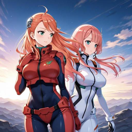 Illustration of Aida rayhunton, gundam in the style of K hiro