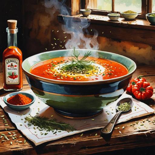 Comforting Soup in Rustic Kitchen Setting