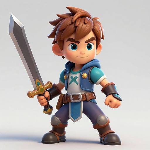 Detailed Stylized Portrait of Boy Warrior