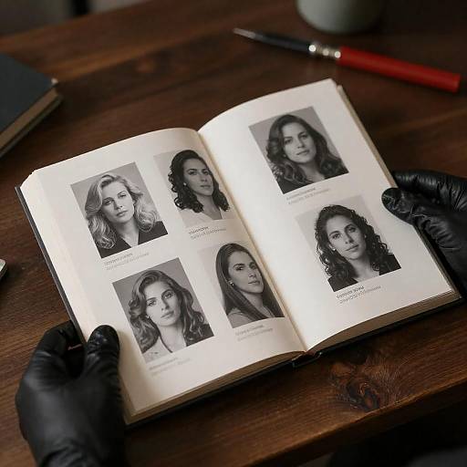 Gloved Hands Holding Vintage Portrait Book