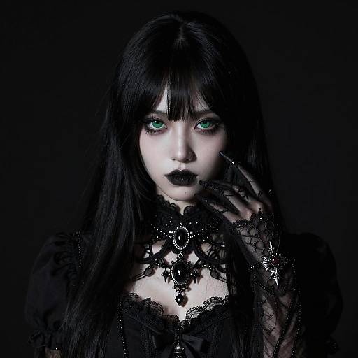Gothic Character with Green Eyes