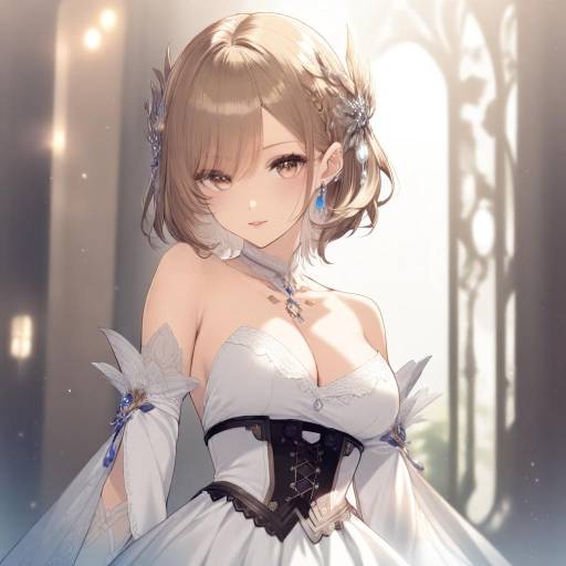 Elegant Girl in White Dress Portrait