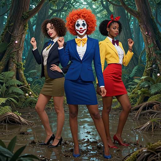 Dark Skinned Clown Businesswoman Art