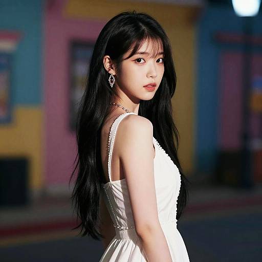 Photorealistic Portrait of IU in White Dress