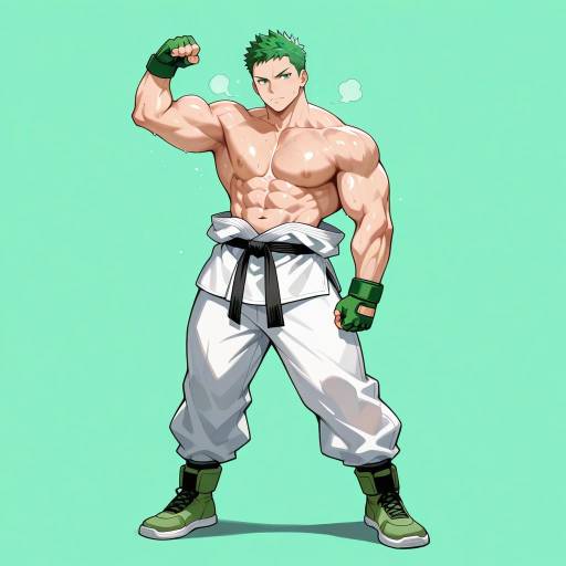 Muscular Man in Triumph with Green Theme Muscular Man in Triumph with Green Theme