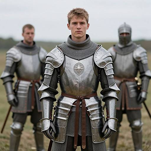 Heroic Young Knight in Medieval Armor