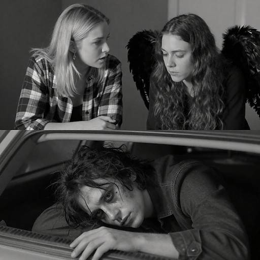 Dramatic Black and White Dual Portrait