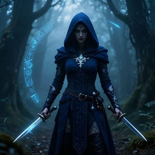 Mysterious Elven Rogue in Enchanted Forest