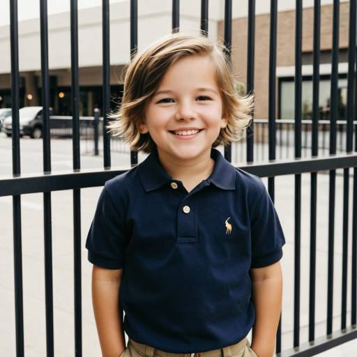 Smiling Toddler Boy in Navy Polo Shirt