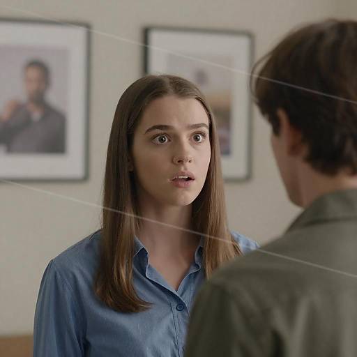 Surprised Woman Facing Man with Lines