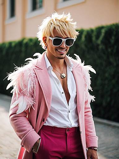 Lifestyle costume photo of Donquixote doflamingo. Cosplay clothes