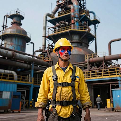 Surreal Steel Mill Worker Portrait