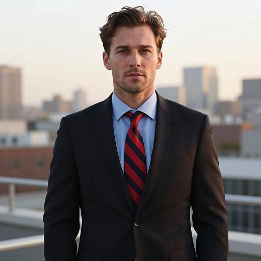 Confident Man in Stylish Urban Suit