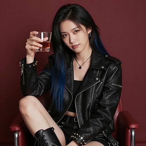 Edgy Woman with Black and Blue Hair