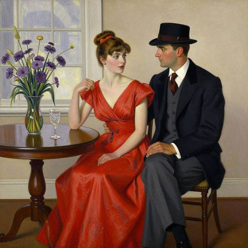 Elegant 20th Century American Couple Painting