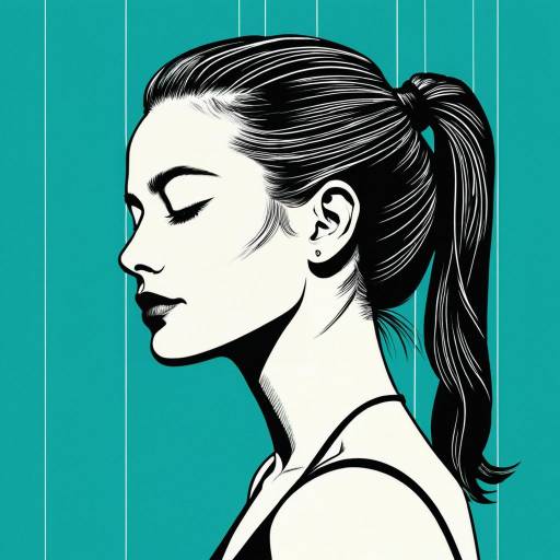 Minimalist Line Art Portrait of Woman with Ponytail