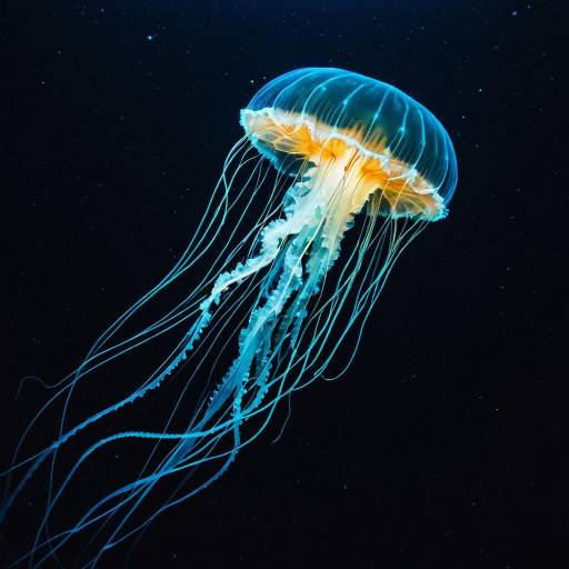 Bioluminescent Jellyfish in Deep Ocean