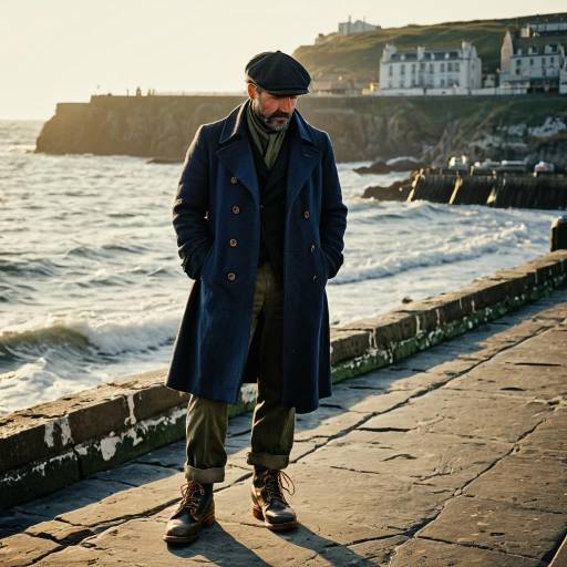 Cinematic Vintage Fisherman at Seaside Pier