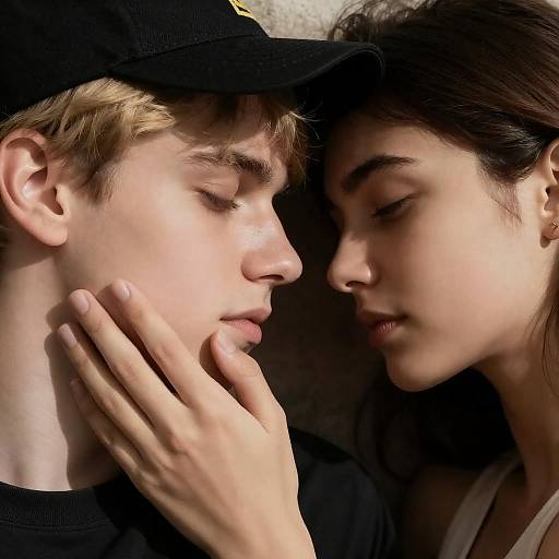 Sunlit Intimate Close-Up of Sleeping Couple