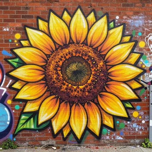 Vibrant Sunflower Urban Graffiti Art