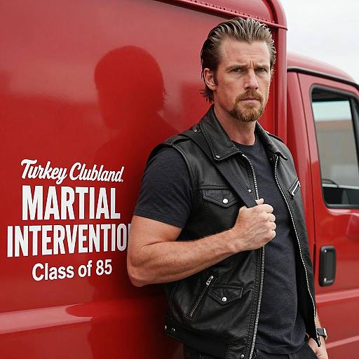 Serious Man by Red Truck Scene