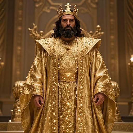 Majestic Bearded King in Golden Robe