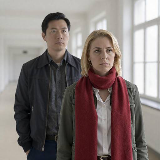 Serious Portrait in a Bright Hallway