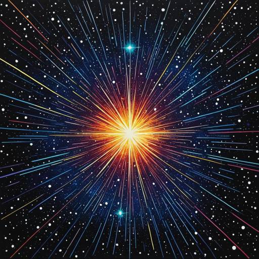 Vivid Star Cluster with Pulsar Line Art