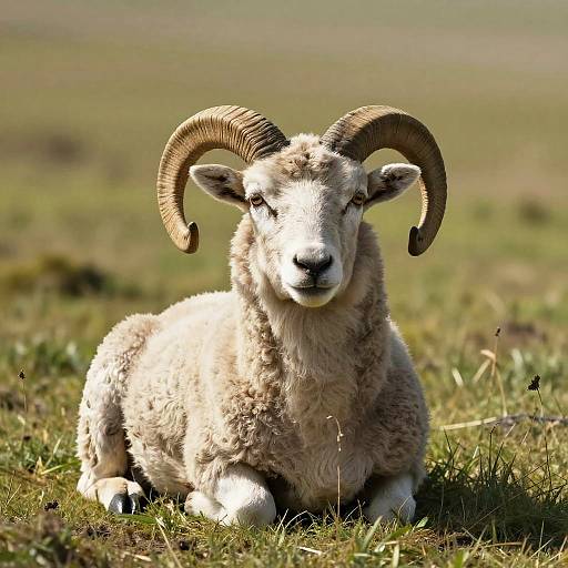 Gray Mouflon in Sunny Meadow