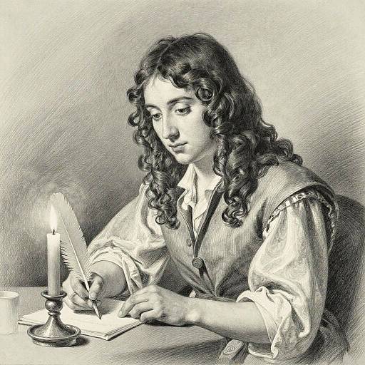 Elegant Pencil Portrait of Young Poet