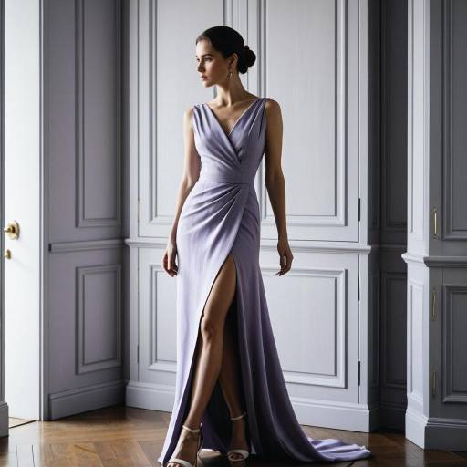 Elegant Woman in Lavender Evening Gown