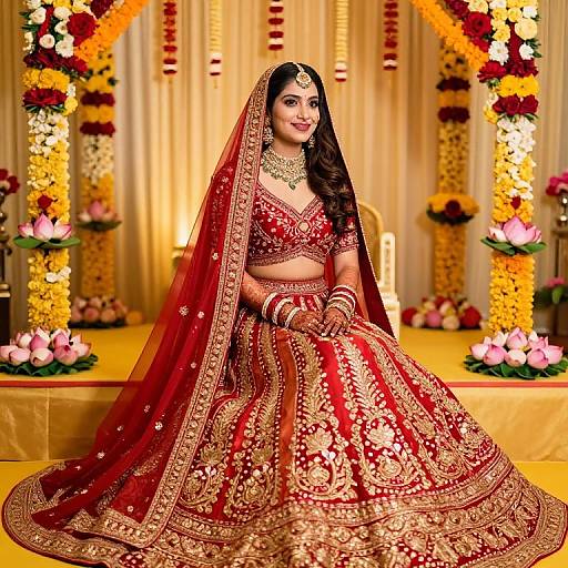 Graceful Haldi Bride in Crimson Lehenga
