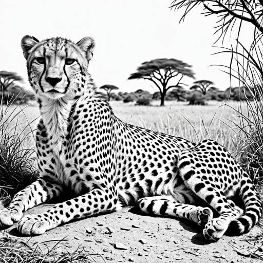 Black-and-White Cheetah Illustration