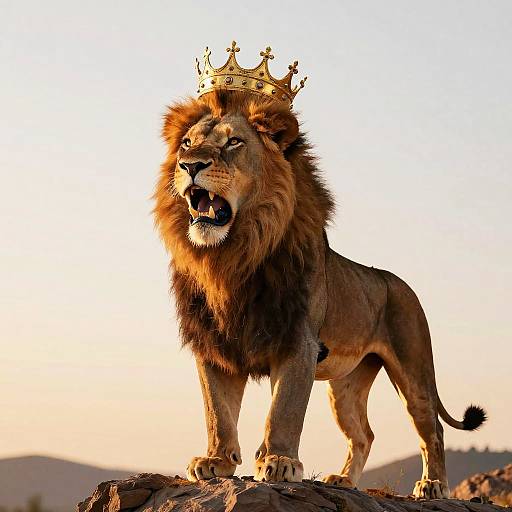 Arrogant Lion King at Sunset