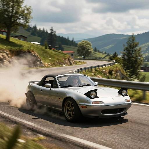Miata Drifting on Mountain Road