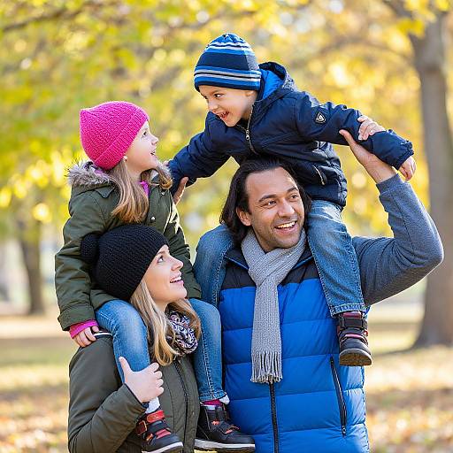Joyful Family Moment in Autumn Park