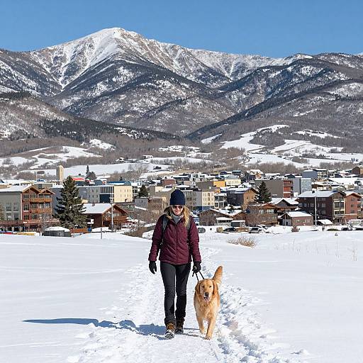 Winter Hike with Golden Retriever