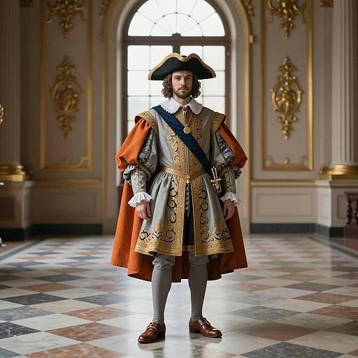 Baroque Style King in Regal Historical Costume
