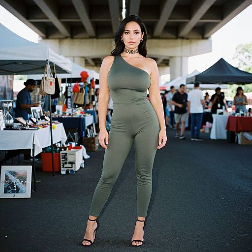 Confident Woman at Flea Market