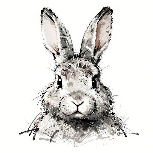 Abstract Cartoon Rabbit with Graffiti Style