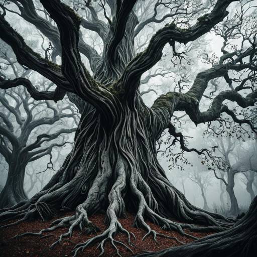 Magical Silver Tree in Fantasy Art Style