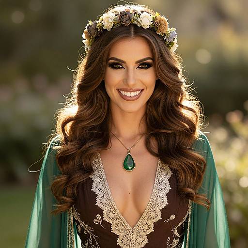 Elegant Woman in Floral Crown Portrait