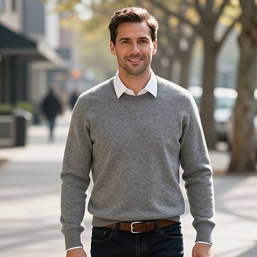 Friendly Man in Sunlit Urban Scene