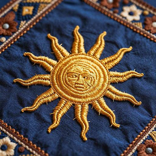 Zia Sun Emblem Textile Close-Up